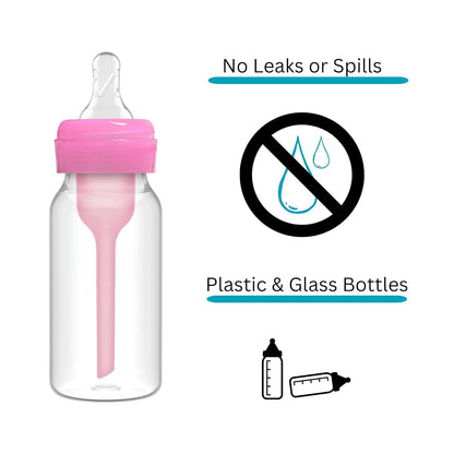 6pcs Replacement Baby Bottle Nipple Ring Collars w/Cleaning Brush for Dr. Brown's Narrow Bottles 4oz & 8oz | 1 Count(Pack of 6) BPA Free | Plastic & Glass Bottles | Mess-Free No Leak or Spills Collars