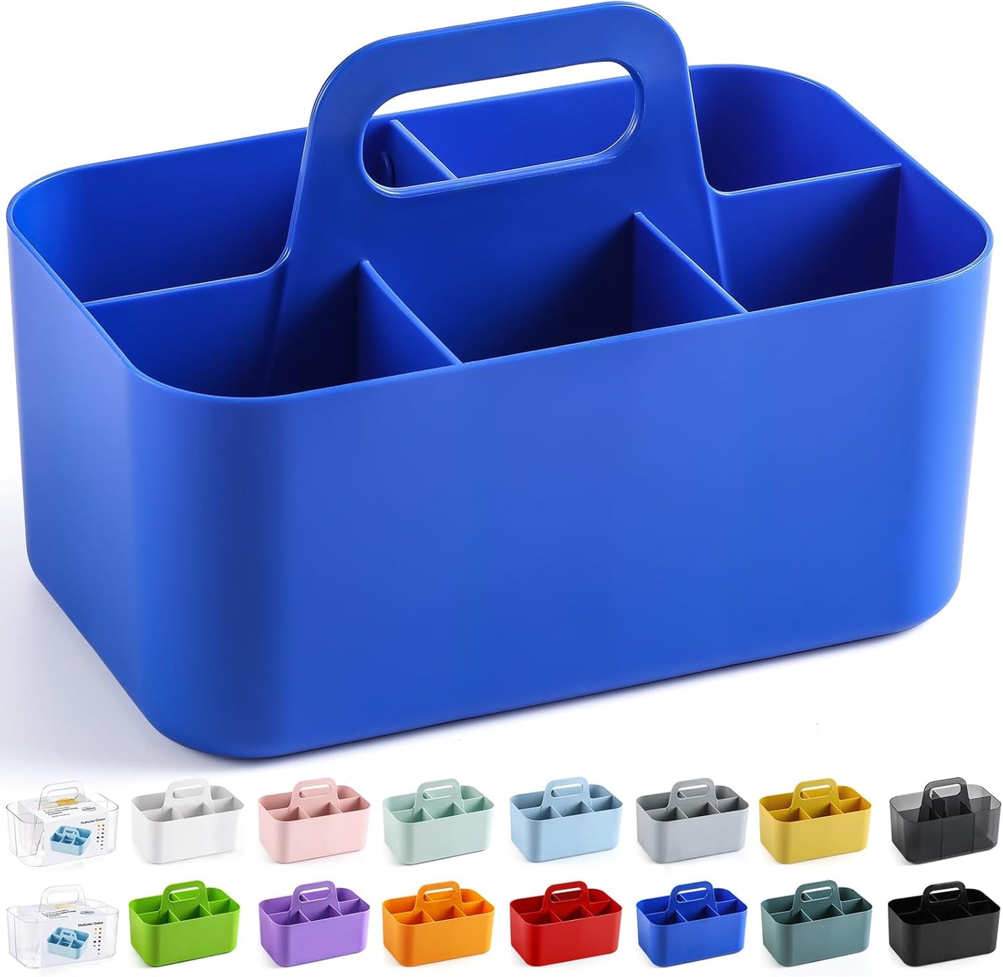 Multiuse Caddy Organizer with Handle, Portable Divided Plastic Tote Bin - Art Craft, Stationary Pen Marker Crayons, Makeup Hair Supplies Storage - Bathroom, Classroom, Dorm, Office, Desk Holder - Pink