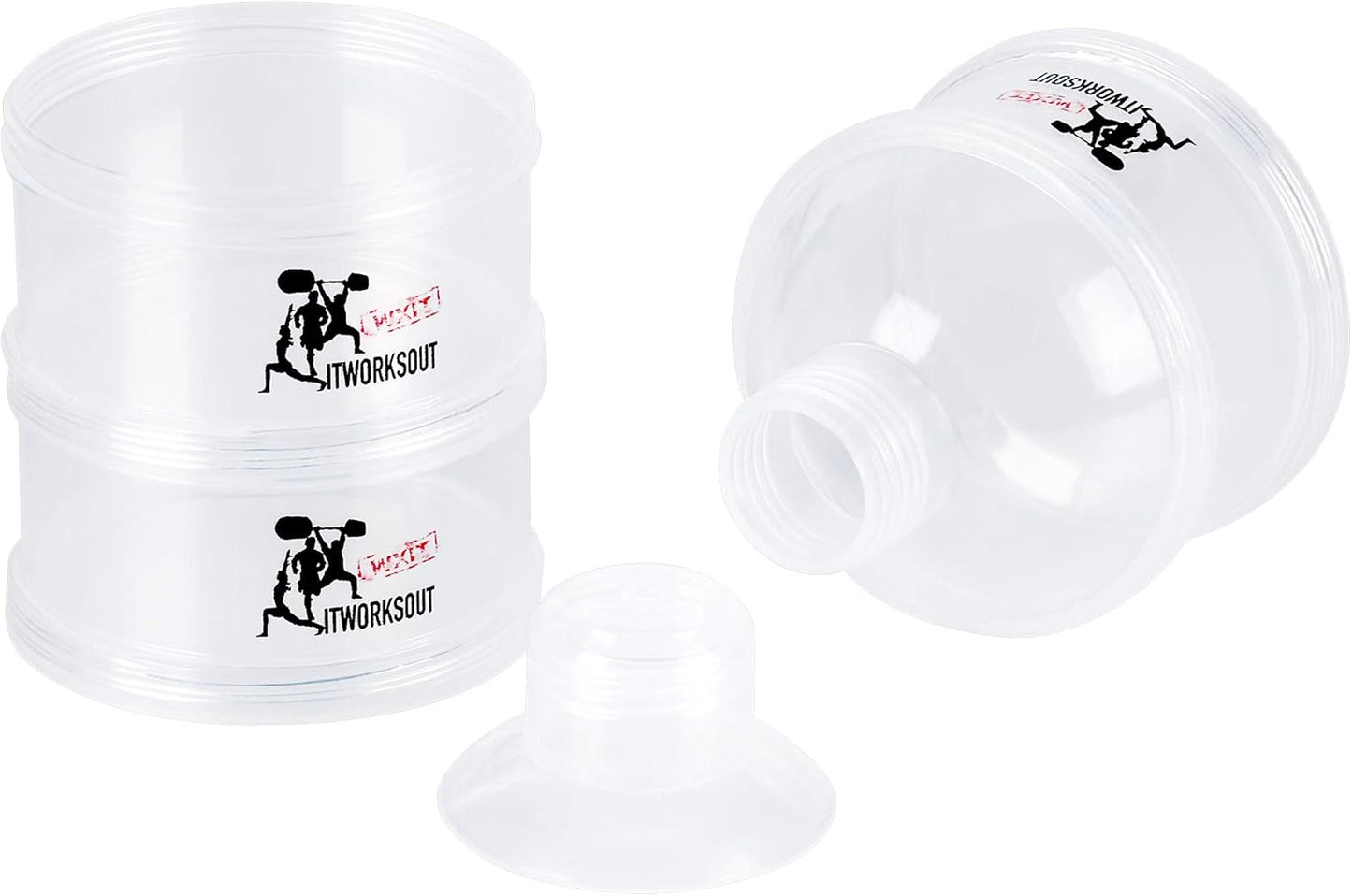 ITWORKSOUT Supplement Powder Dispenser,Protein Powder dispenser,Vitamins container,Travel friendly,Multi-Purpose,supplement Storage Container,BPA Free,3 Compartments,Transparent,funnel dispenser