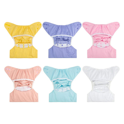 babygoal Cloth Diaper Covers 6 Pack with Wet Bag for Fitted Diapers and Prefolds with Double Gussets, Adjustable and Reusable for Baby Boys and Girls