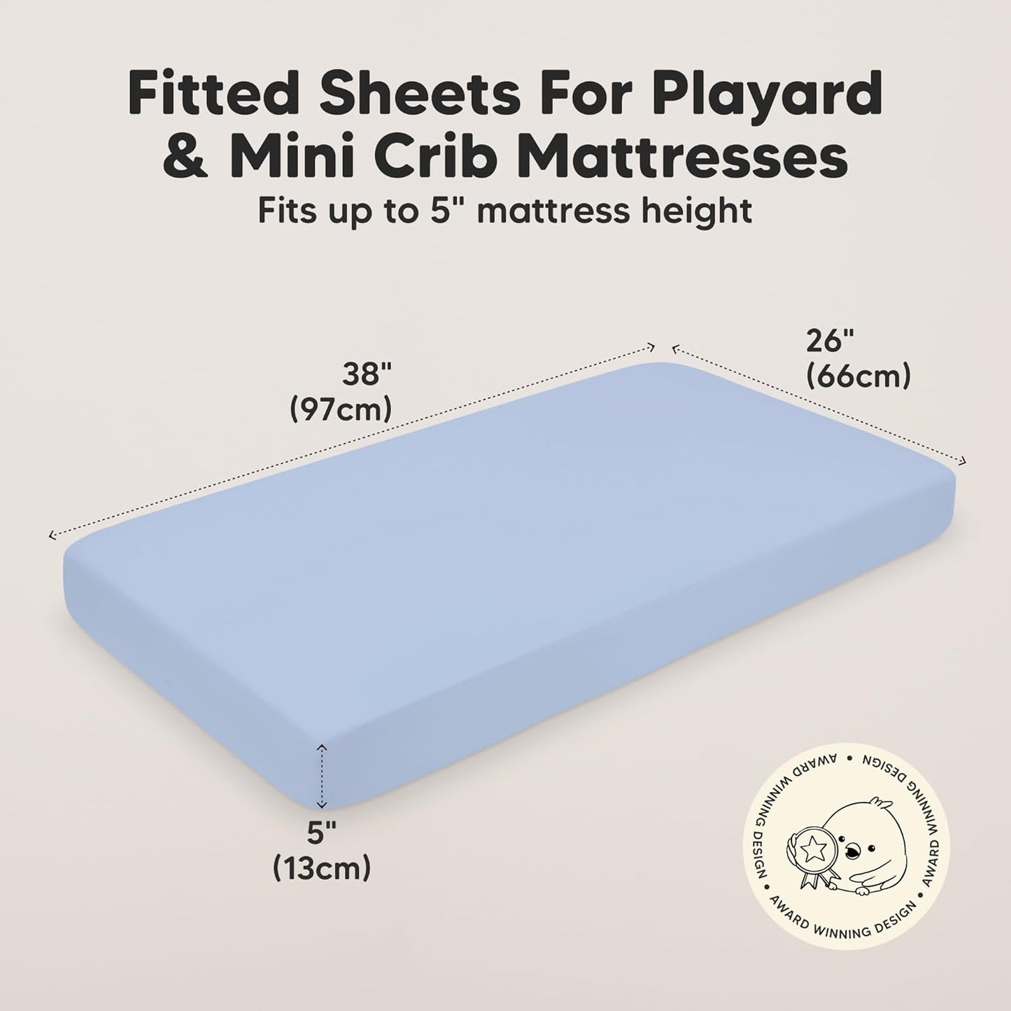 2-Pack Mini Crib Sheets Fitted - 38x26 Pack N Play Sheets for Pack and Play Mattress, Organic Cotton, Soft & Breathable Playard Bedding, Neutral Mini Toddler Bed Cover for Boys, Girls (Dragon Tale)