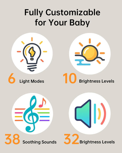 White Noise Sound Machine: Red Light Therapy Sleep Sound Machine with 38 Soothing Sounds & Calming Womb Soother, Memory Function, Dimmable Nursery Night Light with Timer for Baby Adult Gift