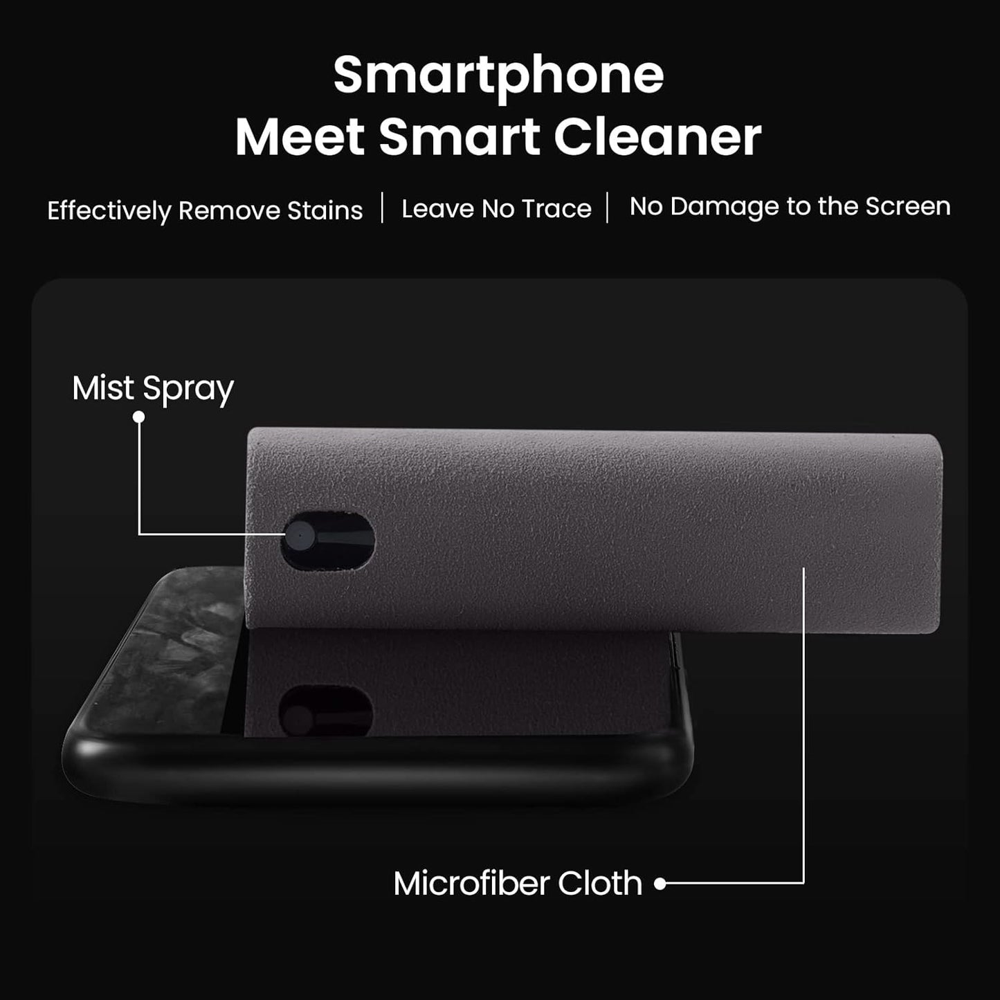 YTT Touchscreen Mist Cleaner, Screen Cleaner, for All Phones, Laptop and Tablet Screens,Two in One Spray and Microfiber Cloth Pink and Light Gray 2Pack