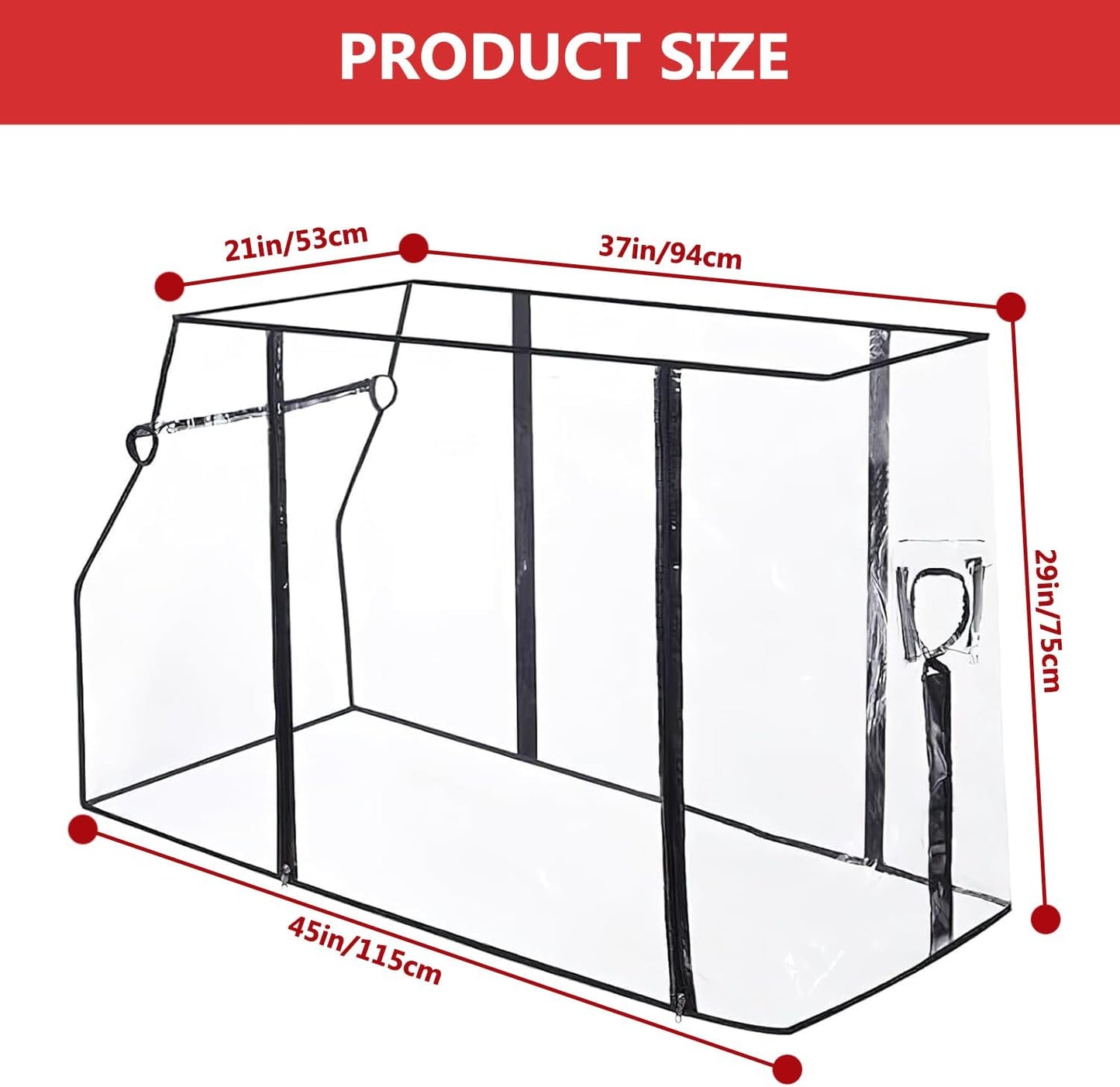 Universal Waterproof Wagon Cover, Two-Sided Zippers Clear PVC Rain Canopy with UV Protection, Windproof Design for Collapsible Carts, Strollers, Trolleys, Camping and Garden Use