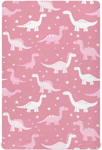 Fitted Crib Sheets Cactus and Floral Stretchy Portable Playard Sheets for Baby Toddler, Breathable Soft Mini Crib Mattress 52 x 28 in for Boys and Girls