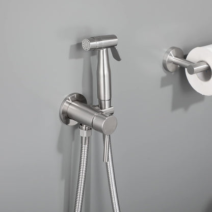 Chrome Handheld Bidet Sprayer for Toilet Warm Water, WiPPhs Stainless Steel Polished Silver Bidet Hand Held Sprayer with Brass Hot and Cold Mixing Valve, WI9138CP