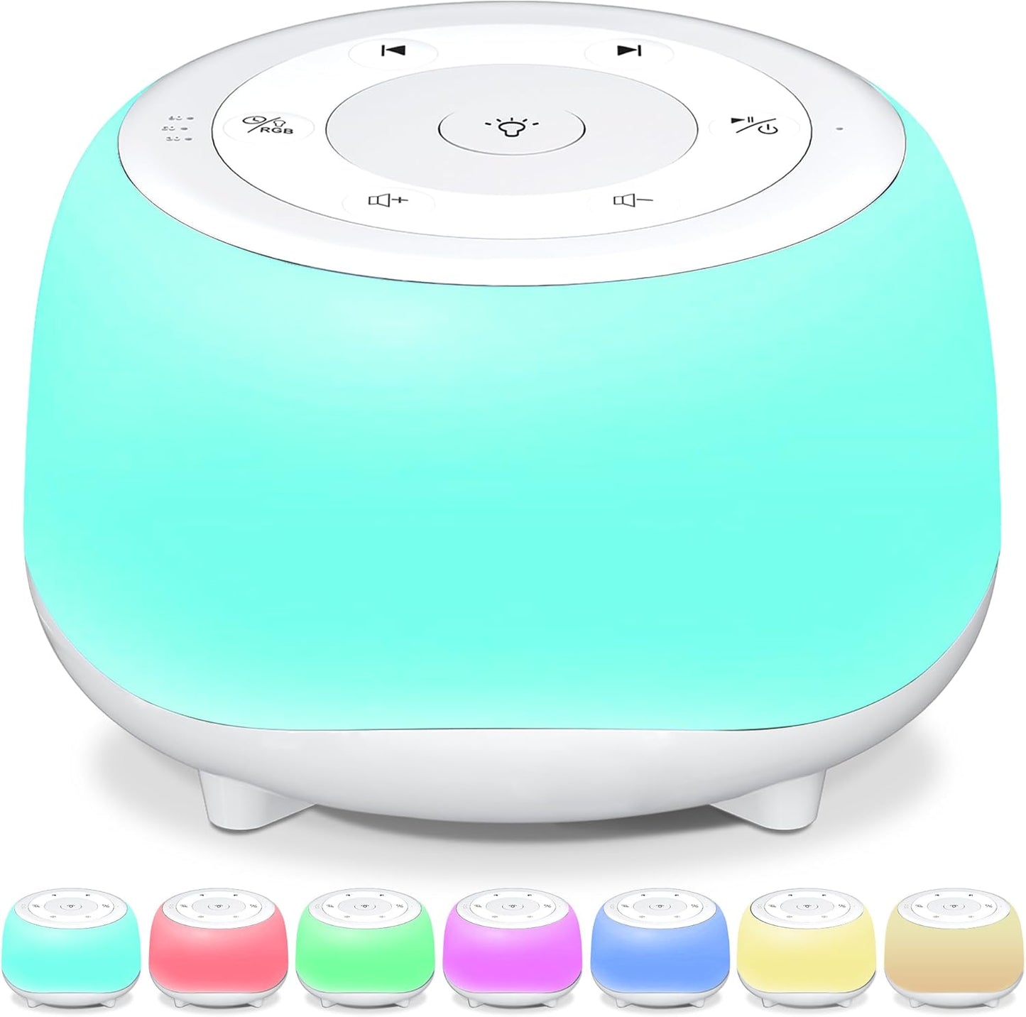 HEYAXA White Noise Sound Machine with 7 Colors Night Light 34 Soothing Sounds, Portable Sound Machine for Baby Adults Kids Sleep with 30 Volume Levels 4 Timers Adjustable Brightness (Wood Grain)