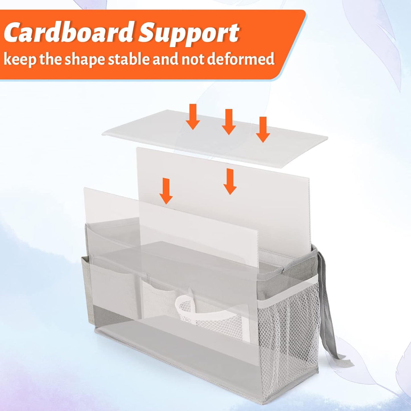 Loghot Bedside Caddy/Bedside Storage Bag Hanging Organizer for Bunk and Hospital Beds,Dorm Rooms Bed Rails,Can be Placed Glasses,Books,Mobile Phones,Keys (White)