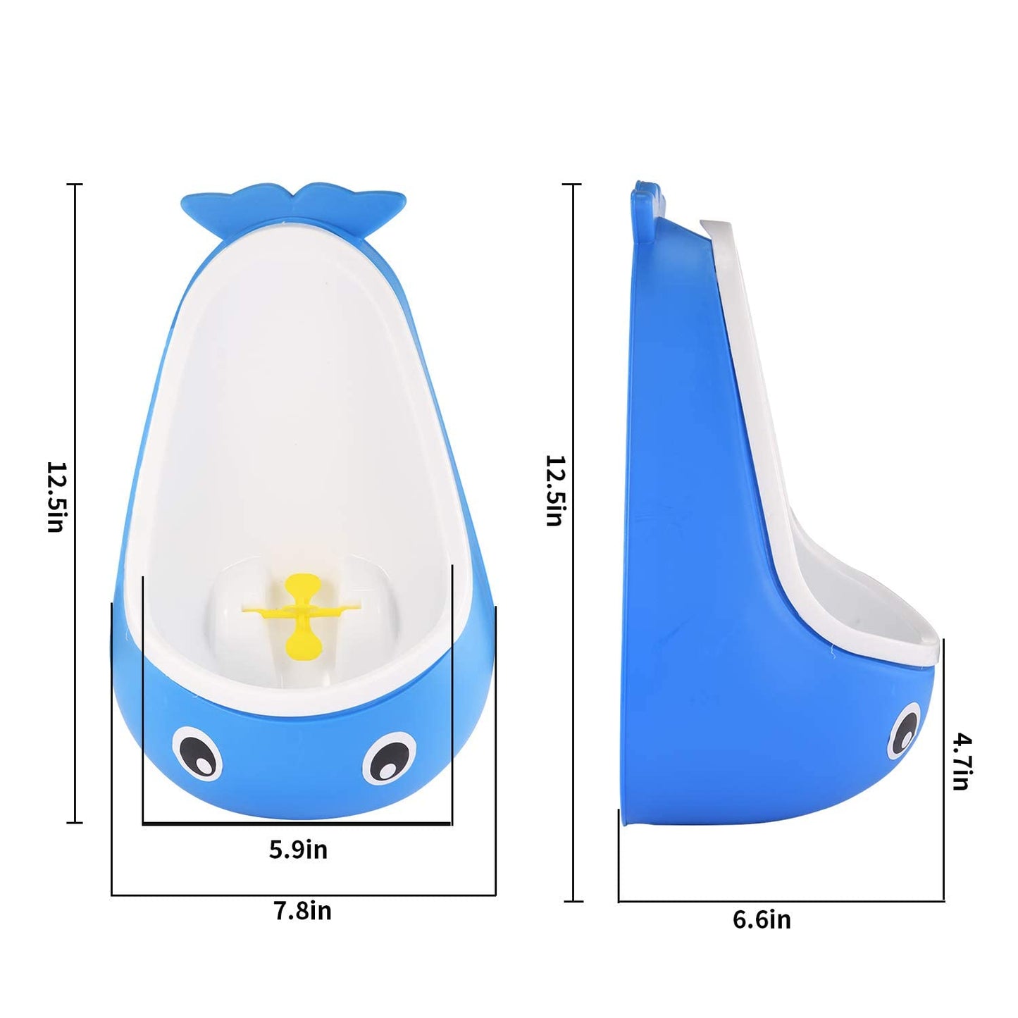 Whale Potty Training Urinal for Boys with Funny Aiming Target , Toddler Boy Toilet Pee Trainer - Gray