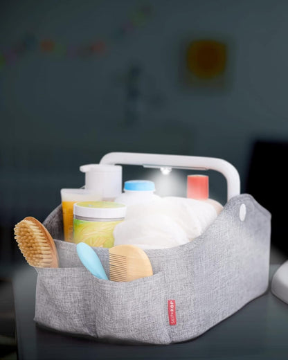 Skip Hop Diaper Caddy Organizer with Touch Sensor Night Light Nursery Style Oat