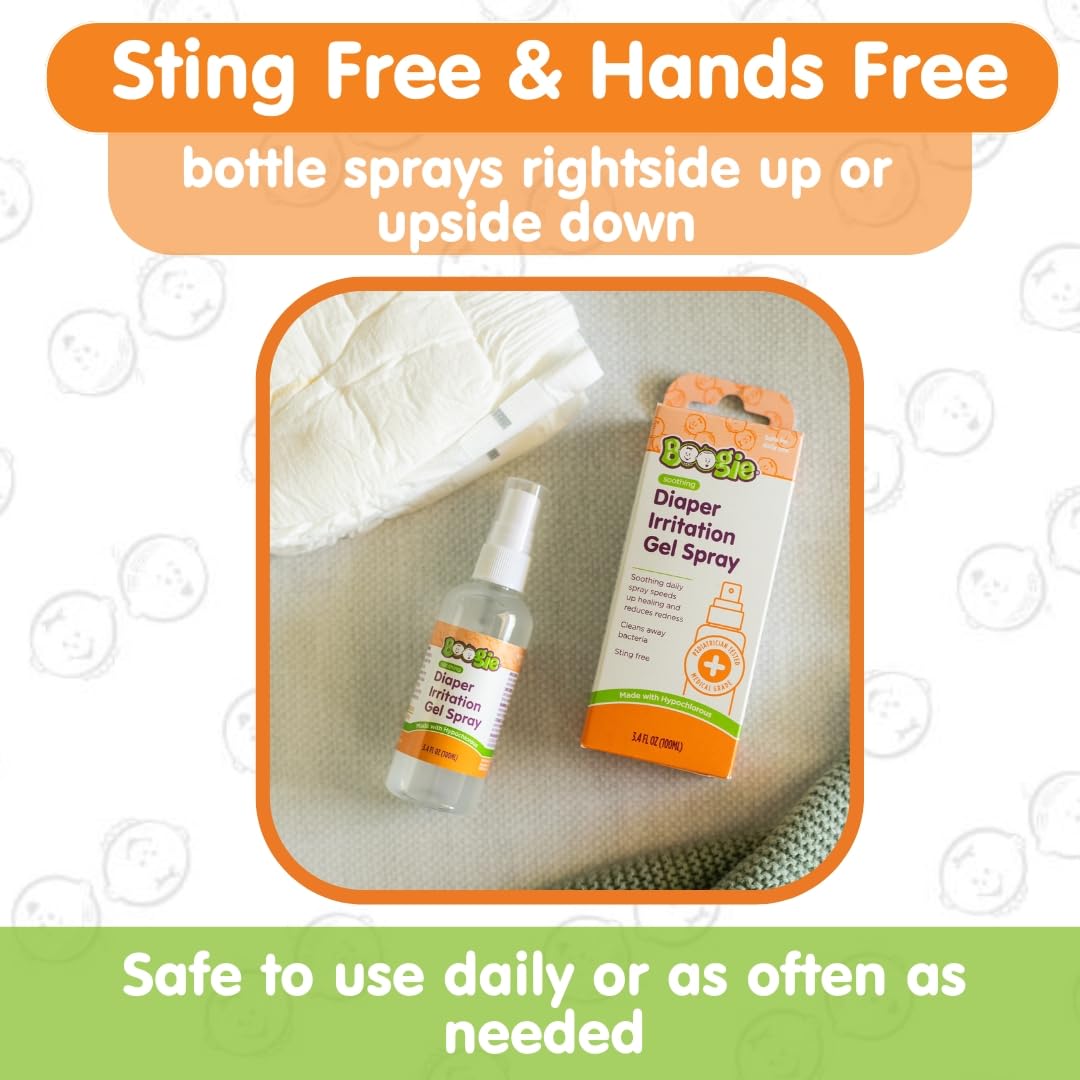 Boogie Hypochlorous Acid Diaper Irritation Gel Spray - 3.4 oz - Baby Essentials for Diaper Rash, Soothing Cleansing Spray