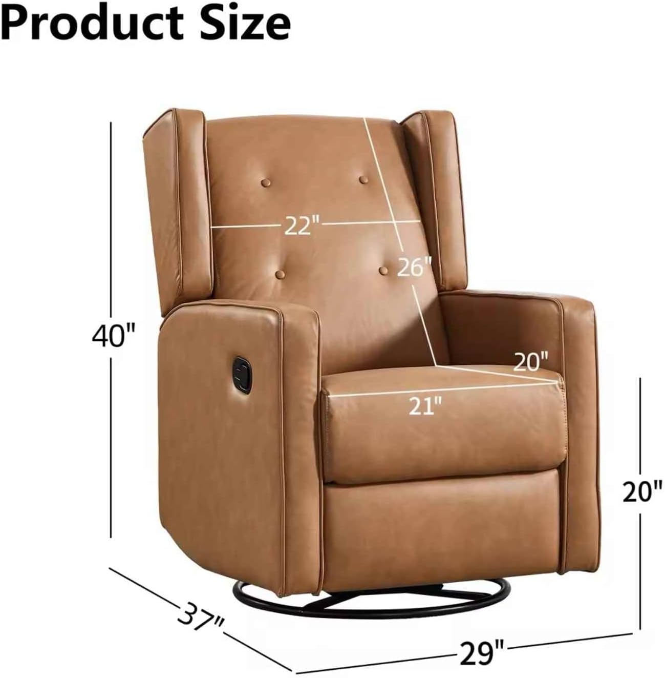 CANMOV Swivel Rocker Recliner Chair, Nursery Glider Chair, Nursery Rocking Chairs, Manual Reclining Chair, White