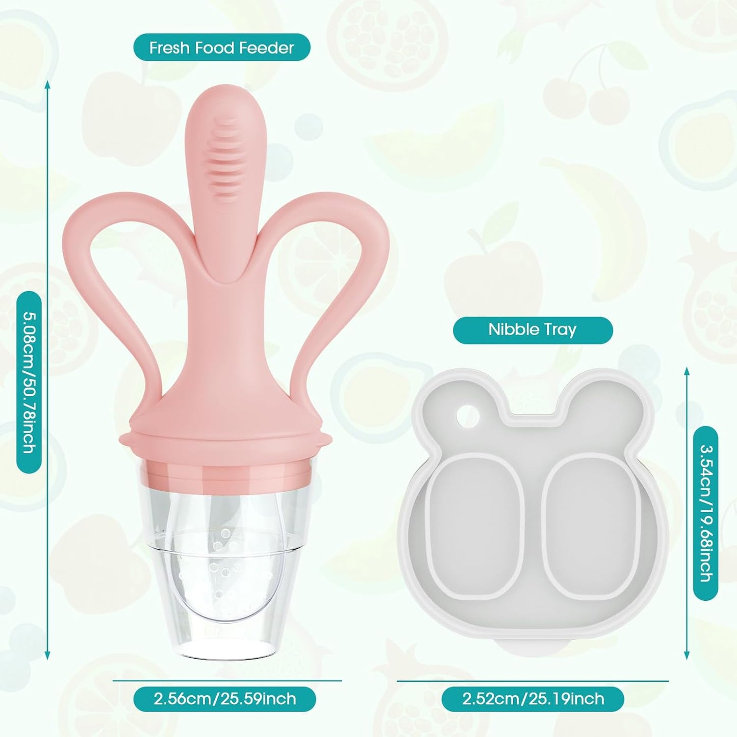 JEXFUN Baby Fruit Feeder & Breastmilk Popsicle Mold Set, Silicone Food Feeder Pacifier for Cooling Relief with 3 Replaceable Pouches, BPA-Free Teething Toy for Safe Infant Self Feeding (Pea Green)