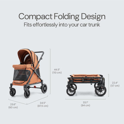 Familidoo Q1 Multi-Use Kids Wagon Stroller – Foldable, Lightweight & All-Terrain for Kids & Pets – 5-Point Safety Harness, Rain Cover & Compact Travel Design – Supports Up to 132 lbs (Sage Green)