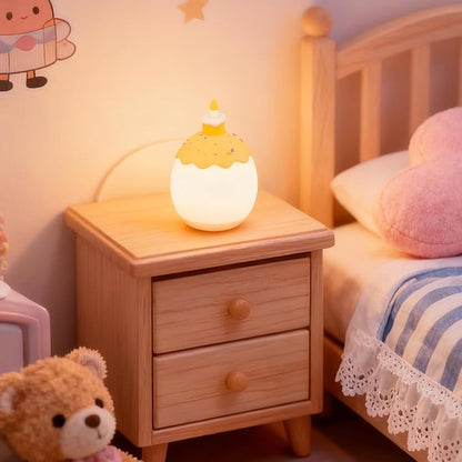 Silicone Night Light for Kids, Egg Baby Nursery Night Lamp with 3-Level Dimming & 30-Min Timer, Portable nightlight for Kids Bedroom,Birthday Cake-Shaped Night Light