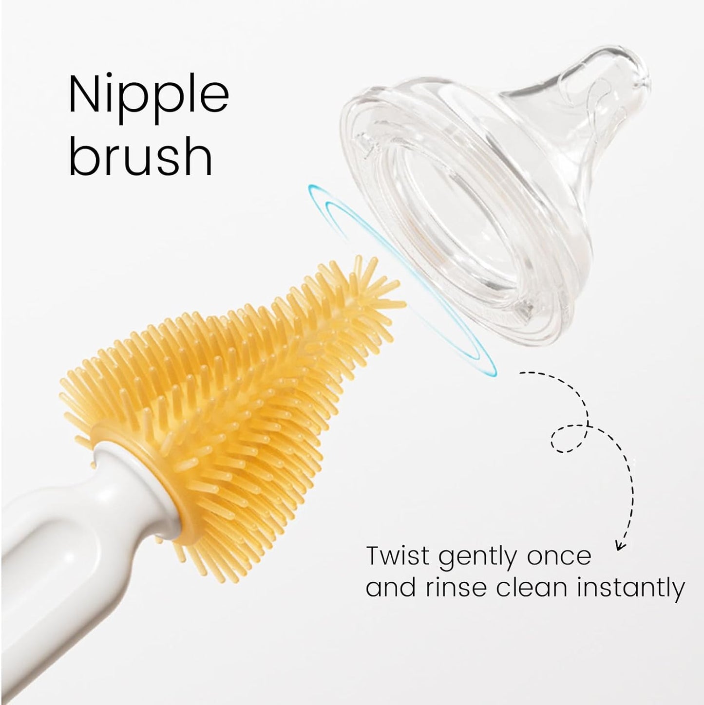6-in-1 Baby Bottle Brush with 3 Brushes Drying Rack and Travel Bottle, Baby Bottle Brush Cleaner Set Food-Grade Silicone