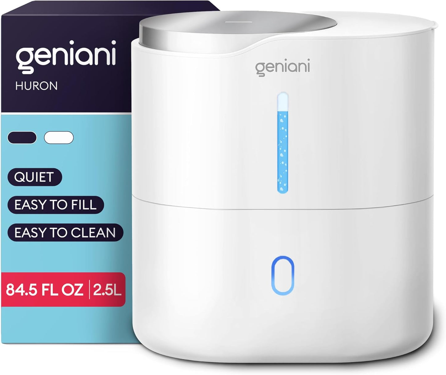 GENIANI Portable Cool Mist Humidifiers for Bedroom & Office - Ultrasonic Humidifier for Home, Baby, Small Room with Auto Shut Off, 250ML Easy to Clean Water Tank