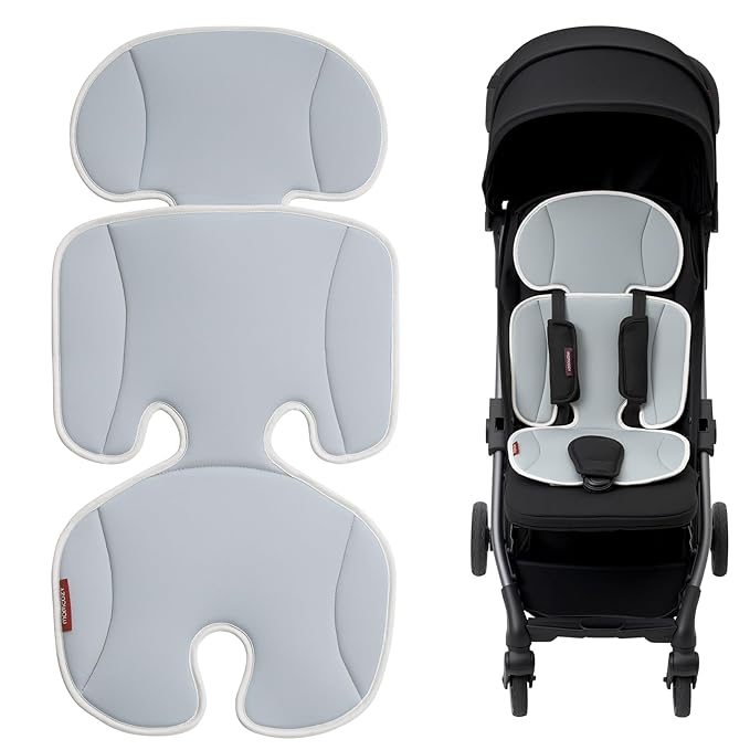 Momcozy Breathable Stroller Seat Liner | Universal Adjustable Soft Pad | Soft & Dry Comfort | Detachable 2-Piece Feel Cooling-Touch Cushion | Fits Strollers, High Chair, Bassinet, Swing