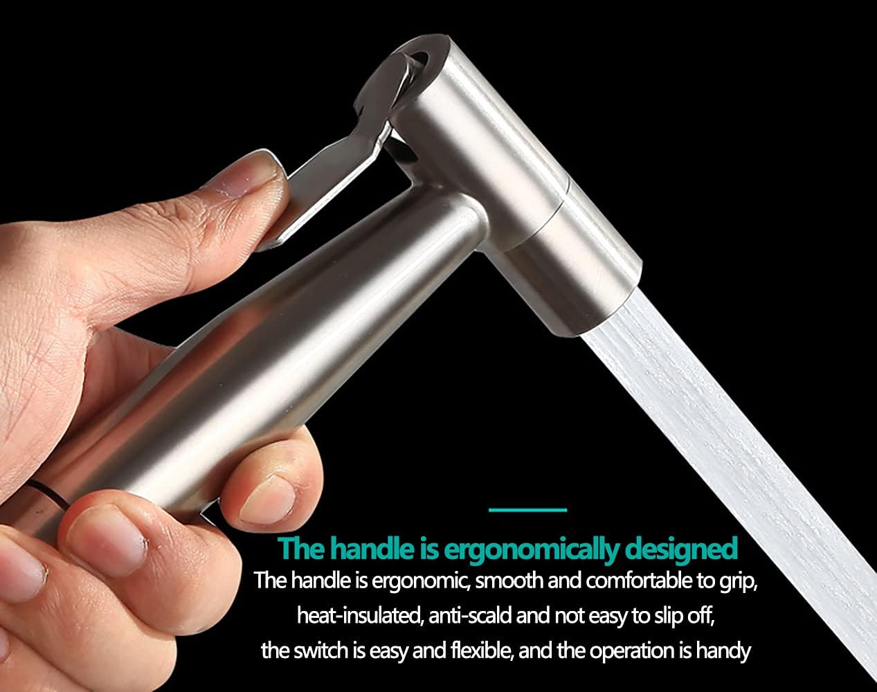 Hand Held Sprayer Toilet Attachment Stainless Steel Bathroom Bidet Spray Set, Multi-Function for Cloth Diaper Sprayer, Toilet Or Wall Mounted, Pets Shower - Stainless Steel,c