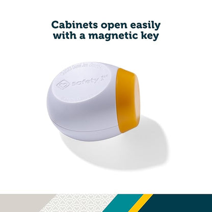 Safety 1st Adhesive Magnetic Cabinet Locks, Includes 2 Child Locks for Cabinets & Drawers, 1 Key, White