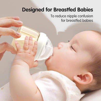 Aynmer Natural Flow Baby Bottle Silicone Nipple，0+ Months, 4 Counts (L)