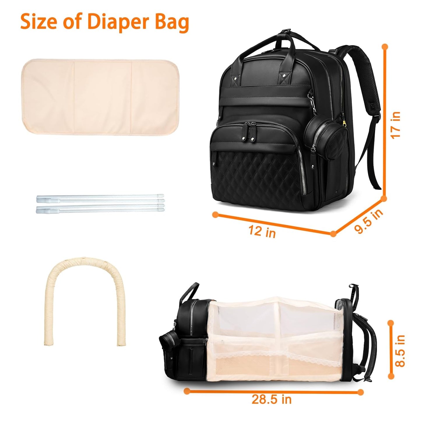 Astro alan Baby Diaper Bag with Changing Station, Waterproof Diaper Bag Backpack for Moms Dads with USB Charging Port, Baby Shower Gifts, Large Capacity diaper backpack, Grey