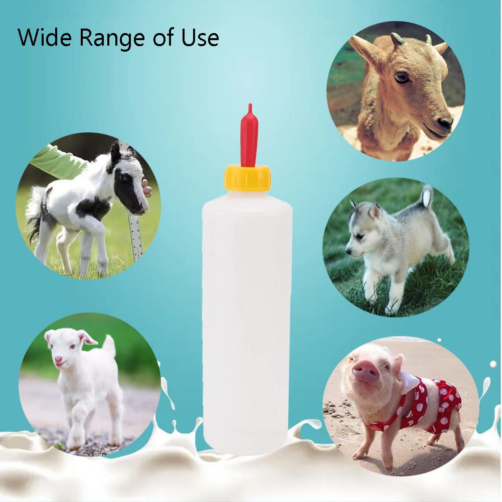 Goat Nipple and Bottles Set, 12 Pieces Small Animal Milk Drink Pritchard Nipple 2 Pieces 400 ml Lamb Feeding Bottle Kit for Feeding Sheep Goat Lamb Puppy (White 12)