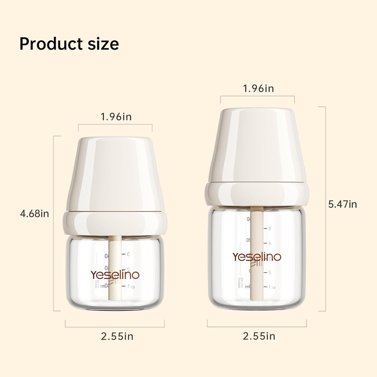 Natural Nursing Glass Baby Bottle - with Anti-Colic Vent System - BPA-Free, 3 oz with Slow Flow Nipple, 0-6 Months, 2 Pack (Includes 4pcs Nipples)