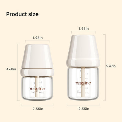 Natural Nursing Glass Baby Bottle - with Anti-Colic Vent System - BPA-Free, 3 oz with Slow Flow Nipple, 0-6 Months, 2 Pack (Includes 4pcs Nipples)