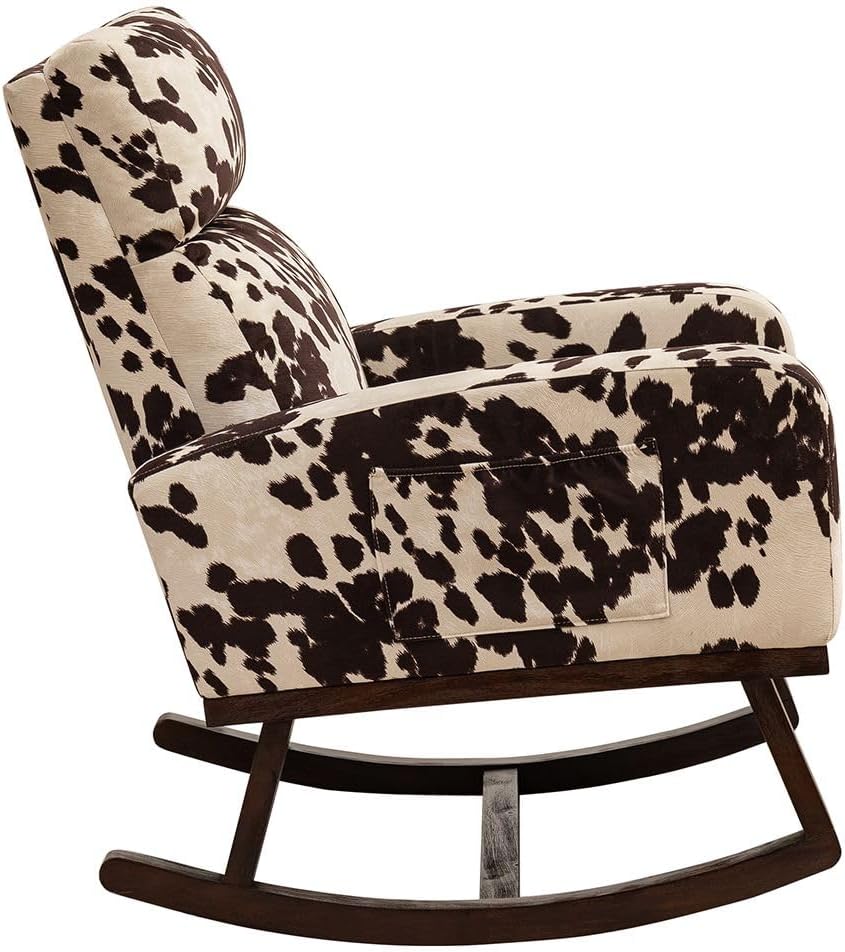 HCHAIRH Rocking Chair Nursery, Upholstered Fabricr Nursing Rocking Chairs with Soft High Back, Modern Nursery Glider Rocker for Mom Living Room, Bedroom, Camel