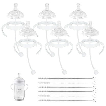 Straw Cup Soft Conversion Kit for Philips Avent Natural Baby Bottle, Toddler Transition Kit with Silicone Straw Top Nipple, Weighted Straw, Bottle Handle, Cleaning Brush, Spill-Proof, BPA-Free, 3-Pack
