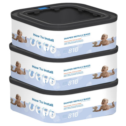 6 Packs Jumbo Square Refills Disposal Bags Refill Compatible with Diaper Genie Compact and Select Pails (Not Fit Classic Version Pails), Hold Up to 810 Newborn-Sized Diapers Per Refill