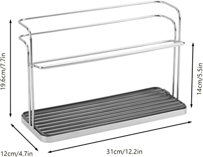 Bottle & Cup Drying Rack with Drain Tray (Stainless Steel Silver)
