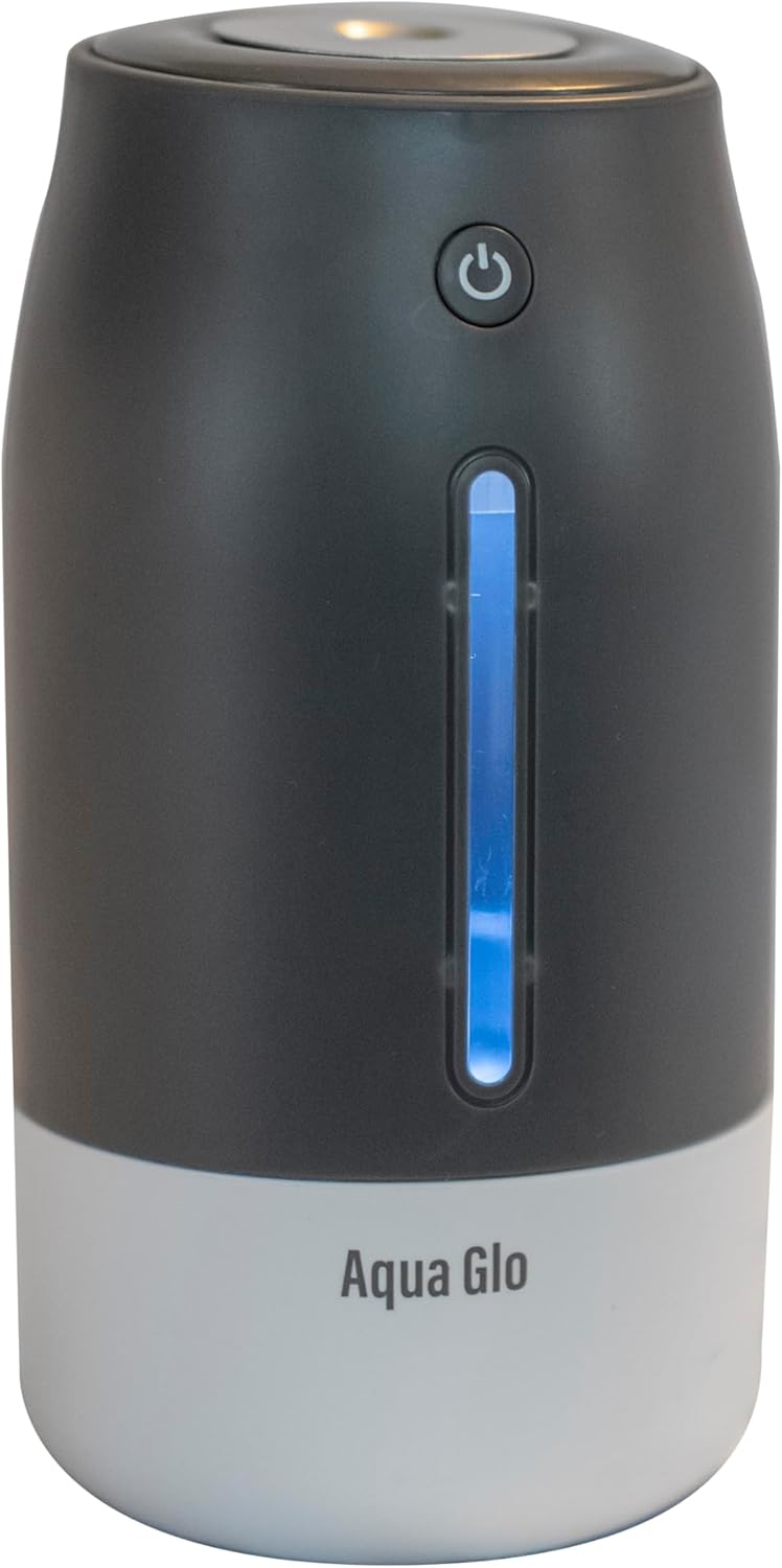 Aqua Glo Personal, Portable Humidifiers for Bedroom – Ultrasonic Cool Mist Humidifier with Built In Rechargeable Battery. Air Humidifier for Baby, Plants, Home, Office, Travel. Lavender