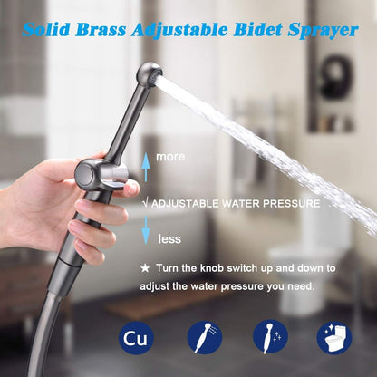 Handheld Bidet Toilet Sprayer, White Bidet Spray for Toilet, Cloth Diaper Sprayer with Backflow Preventer, Adjustable Water Jet Spray with 7.9" Long Wand