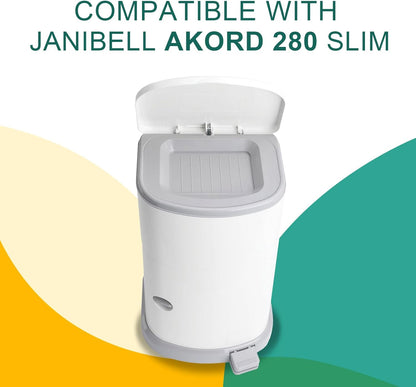 4 Pack Adult Diaper Liner Refills,Diaper Pail Refill Bags Compatible with Janibell Akord 280 slim Model Adult Diaper Disposal System Powerful Odor Resistant,Plant Scent (NOT Compatible with 330 pail)
