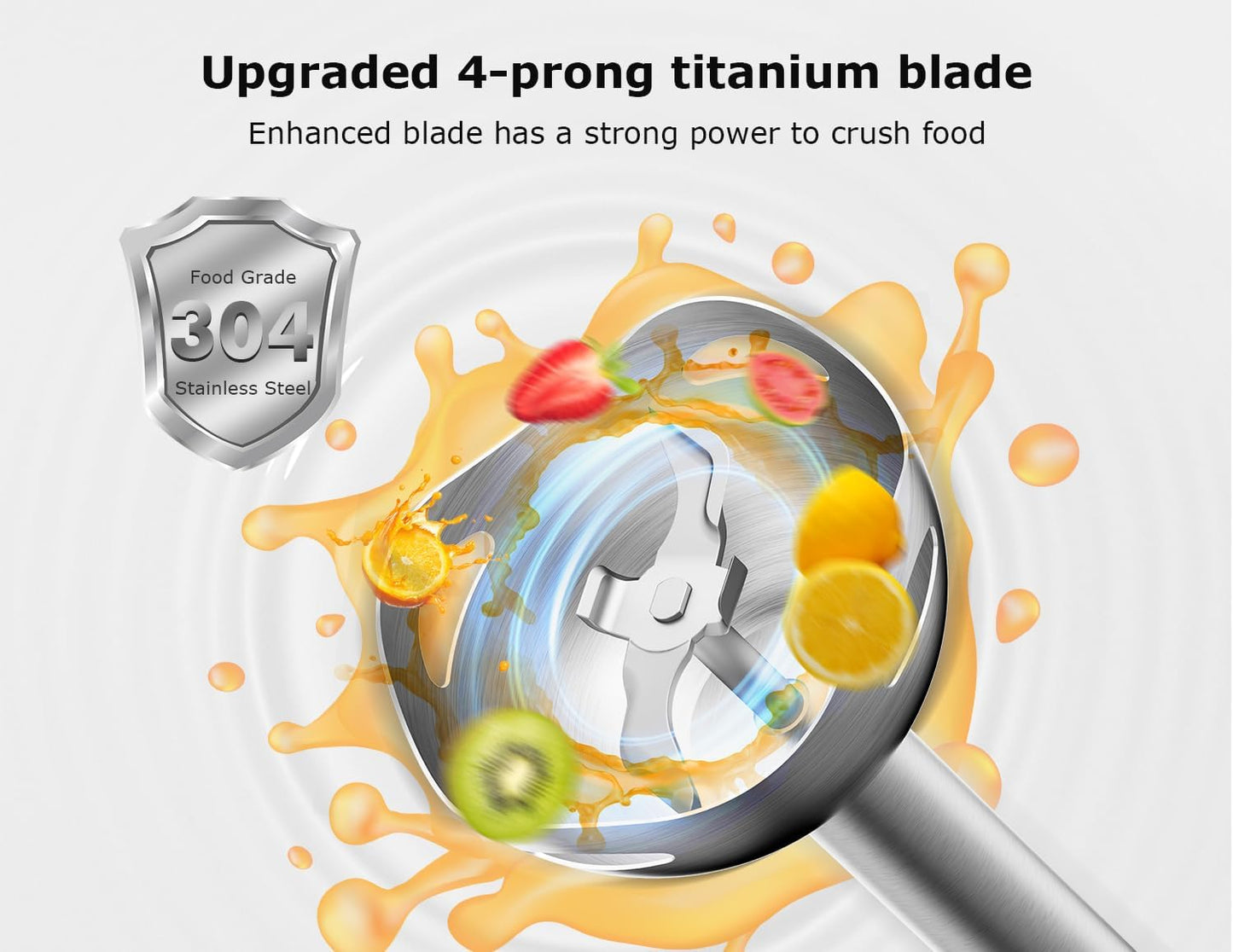 Bonsenkitchen Hand Blender, Immersion Blender with 2 Mixing Speed, Electric Handheld Mixer Portable Stick Mixer with Stainless Steel Blades for Soup, Smoothie, Puree, Baby Food