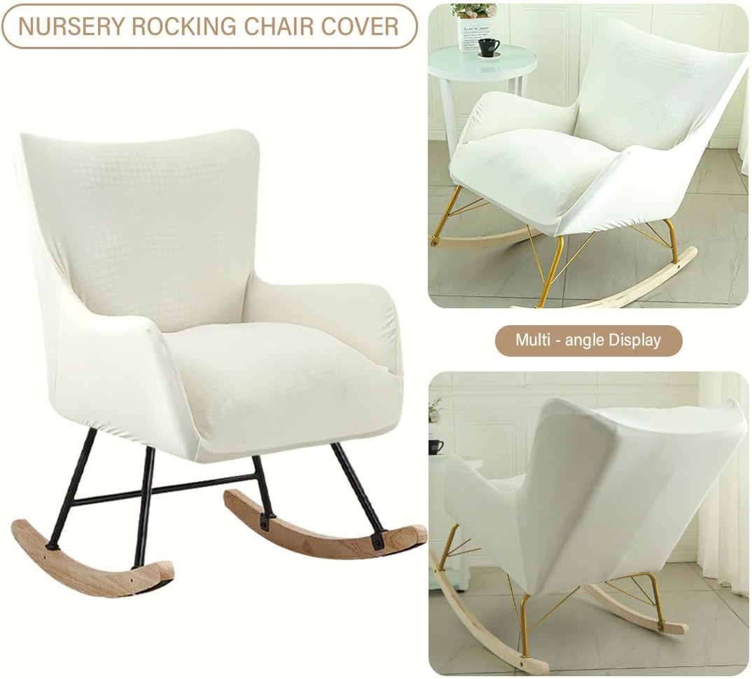 Nursery Rocking Chair Cover Stretchable Glider Chairs Cover Slipcovers Printed Rocking Accent Armchair Slipcover for Living Room Bedroom Offices, 03