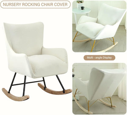 Nursery Rocking Chair Cover Stretchable Glider Chairs Cover Slipcovers Printed Rocking Accent Armchair Slipcover for Living Room Bedroom Offices, 03