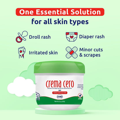 Crema Cero Diaper Rash Cream for Baby with Zinc Oxide and Calendula – High-Strength Diaper Cream for Quick Relief and Protection – Hydrating and Soothing Baby Balm – Calendula 8.5 oz