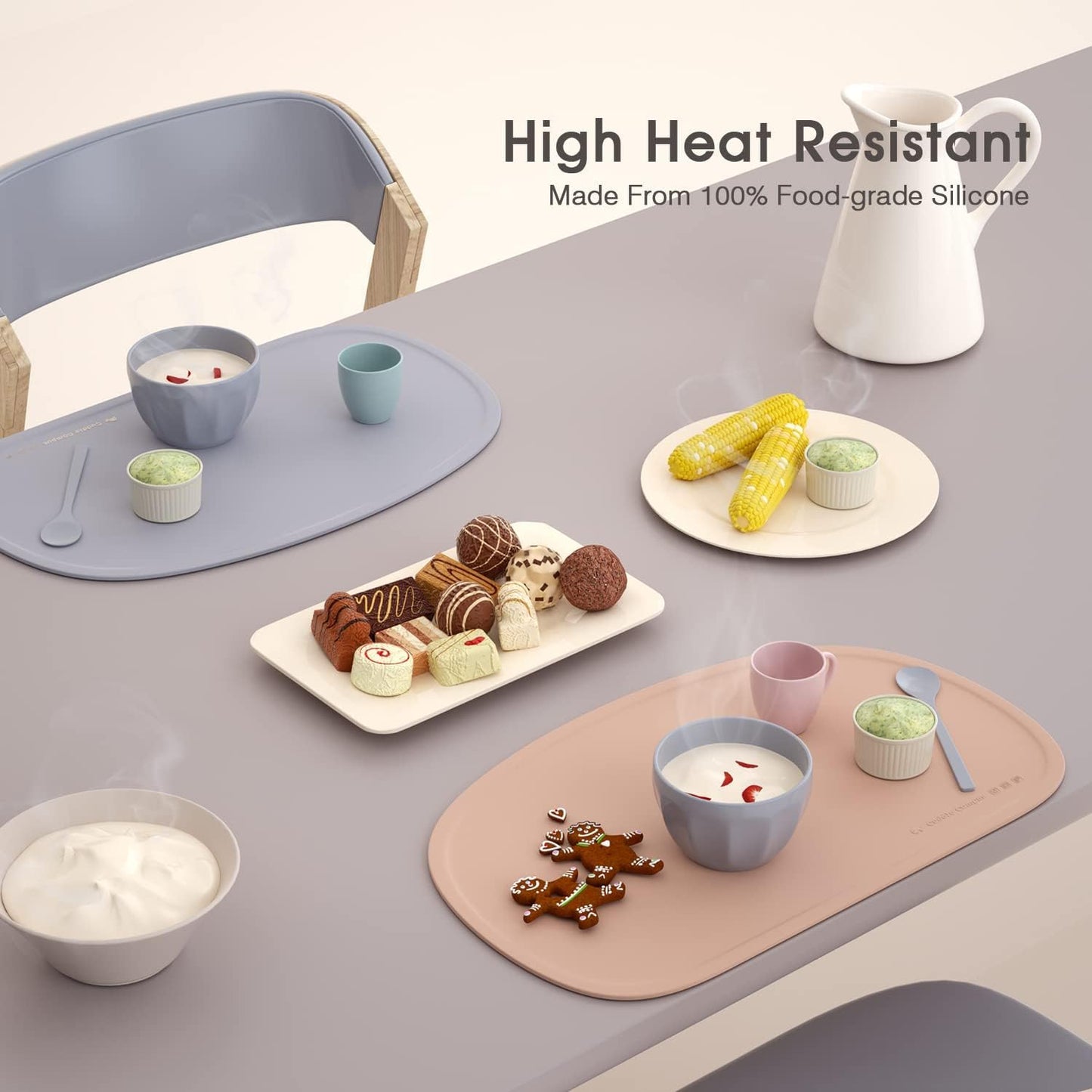 Cuddle Campus Set of 3 Silicone Placemats with Raised Edges for Kids,Toddlers,Babies, Non-Slip Dinning Table Mat, Baby Eating Mat, Food Mat Set 2