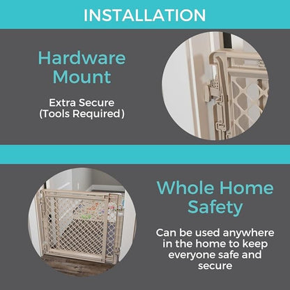 Toddleroo by North States - Stairway Secure Baby Gate: Plastic Baby Gate for Stairs & Doorways - Adjustable Indoor Safety Gate - Made in USA - 27 to 41 Inches Wide - 27 Inches Tall - Sand