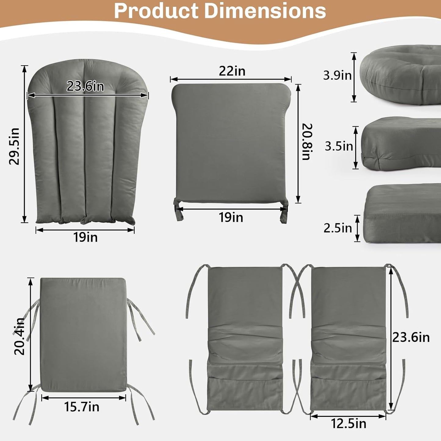 5PCS Suede Glider Rocker Replacement Cushions with 29.5" High Backrest & Side Pockets, Thickened Soft Glider Rocking Chair Cushions with Ottoman Cushion for Indoor Nursery Rocking Chair, Green
