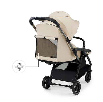 Kinderkraft APINO Lightweight Auto Folding Stroller, Compact Travel Baby Stroller for Newborn to Toddler, Reclining Seat, 5-Point Harness, Black