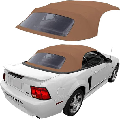 Sierra Auto Tops & Seats Convertible Top for 1994-2004 Ford Mustang - Saddle, Sailcloth Vinyl - Convertible Top Replacement with Plastic Window - Mustang Convertible Top, Complete Soft Top