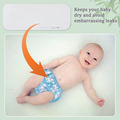 Wegreeco Reusable Soft 5 Layers 12 Pack Charcoal Inserts for Baby Cloth Diaper,High Absorbing Washable Liners