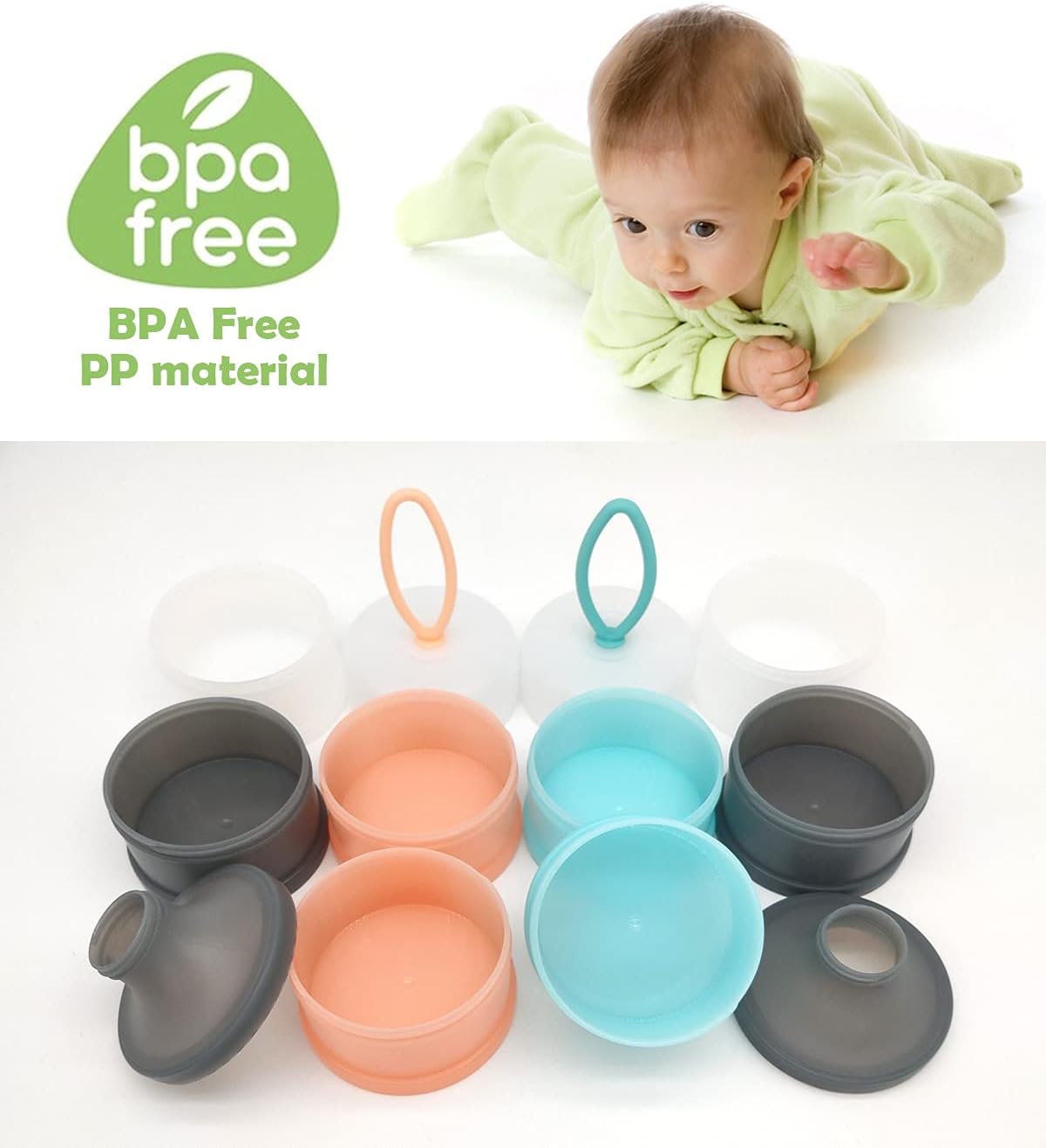 Baby Formula Dispenser, Formula Container, Portable Milk Powder Dispenser Container, Baby Feeding Travel Storage Container, Non-Spill Stackable Baby Snack Storage Container, BPA Free, 2 Packs
