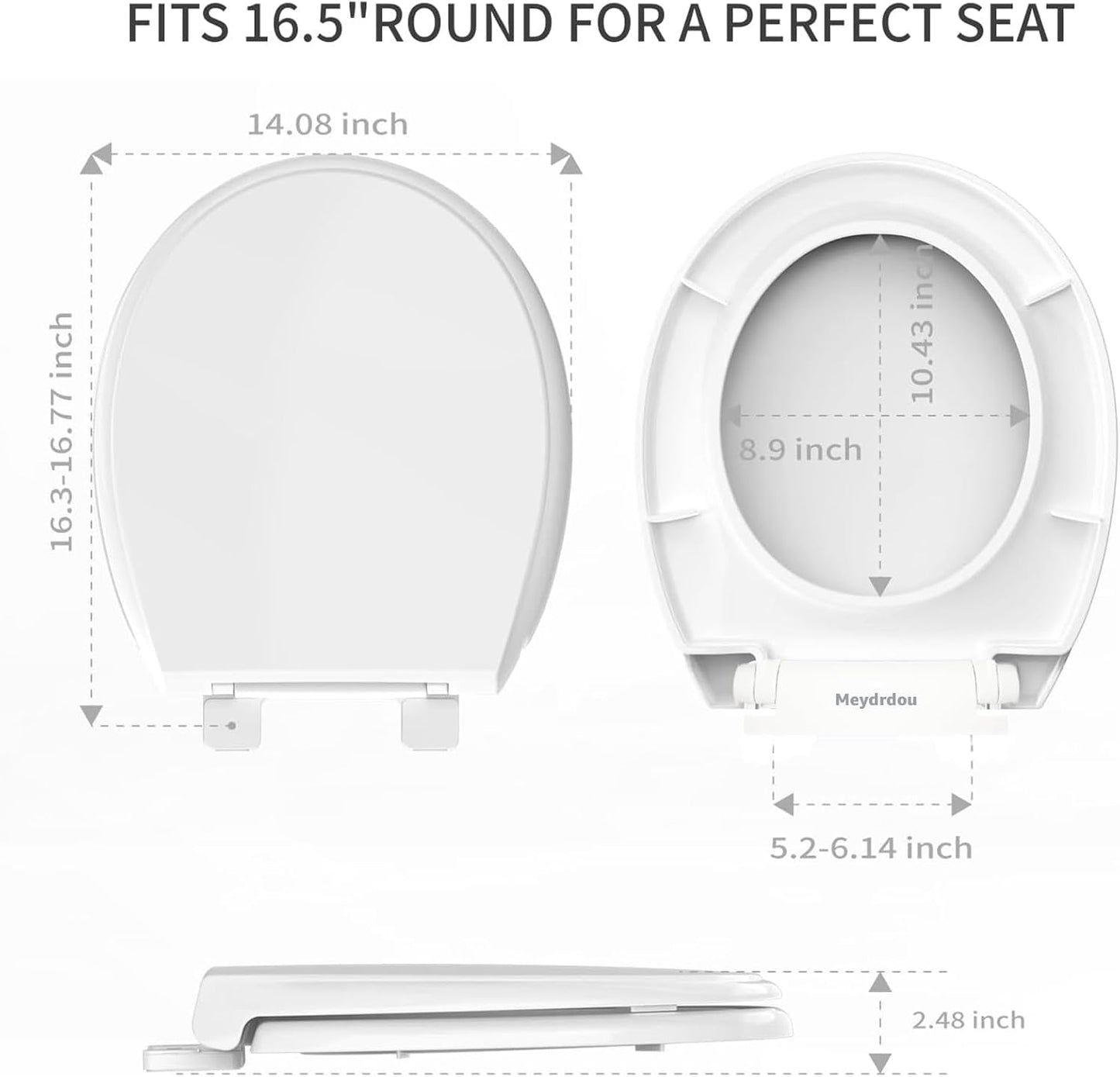 Potty Training Toilet Seat, 16.5" Round White Seat with Built-In Toddler Function, Design for Both Child and Adult,with Detachable Seat Stable .Safe PP Material,Slow Close,Magnets- Round,Easy Install