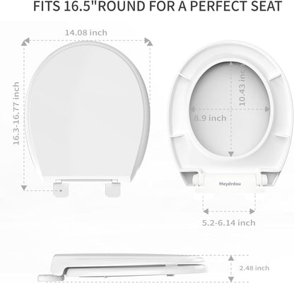 Potty Training Toilet Seat, 16.5" Round White Seat with Built-In Toddler Function, Design for Both Child and Adult,with Detachable Seat Stable .Safe PP Material,Slow Close,Magnets- Round,Easy Install