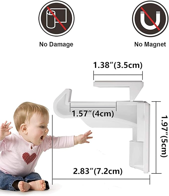 15 Pack Upgraded Invisible Baby Proofing Cabinet Latch Locks – No Drilling or Tools Required, Strong Adhesive, Works with Countertop Overhangs, Secure Child Safety Locks for Cabinets & Drawers